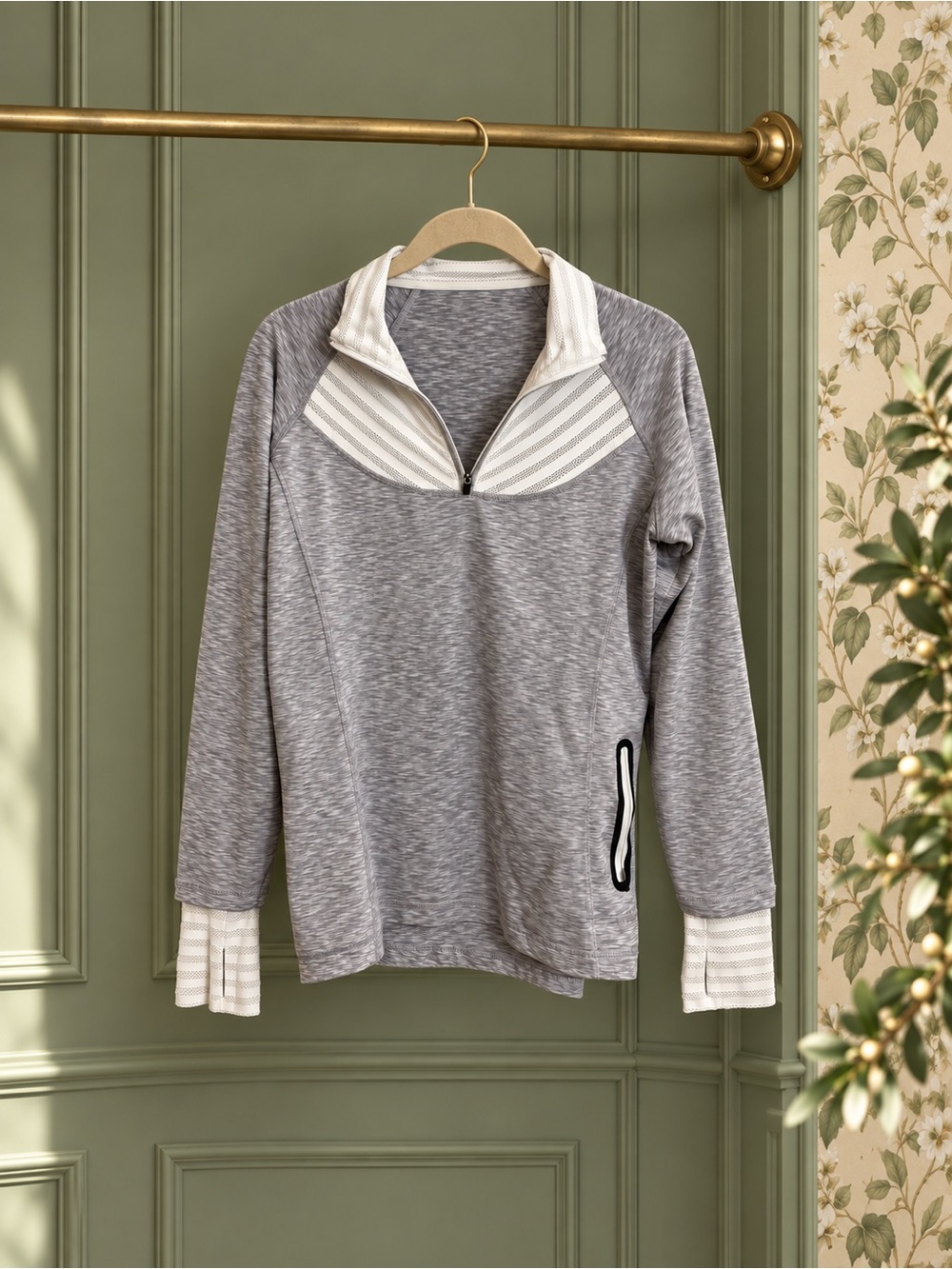 Avalanche Gray Space-Dye Quarter-Zip Athletic Pullover Top Size M